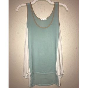 Teal, tan, and white flowy tank